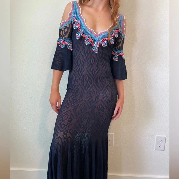 Peter Pilotto Lace Jacquard Knit Cold Shoulder Maxi Dress Size Small. - Picture 12 of 13